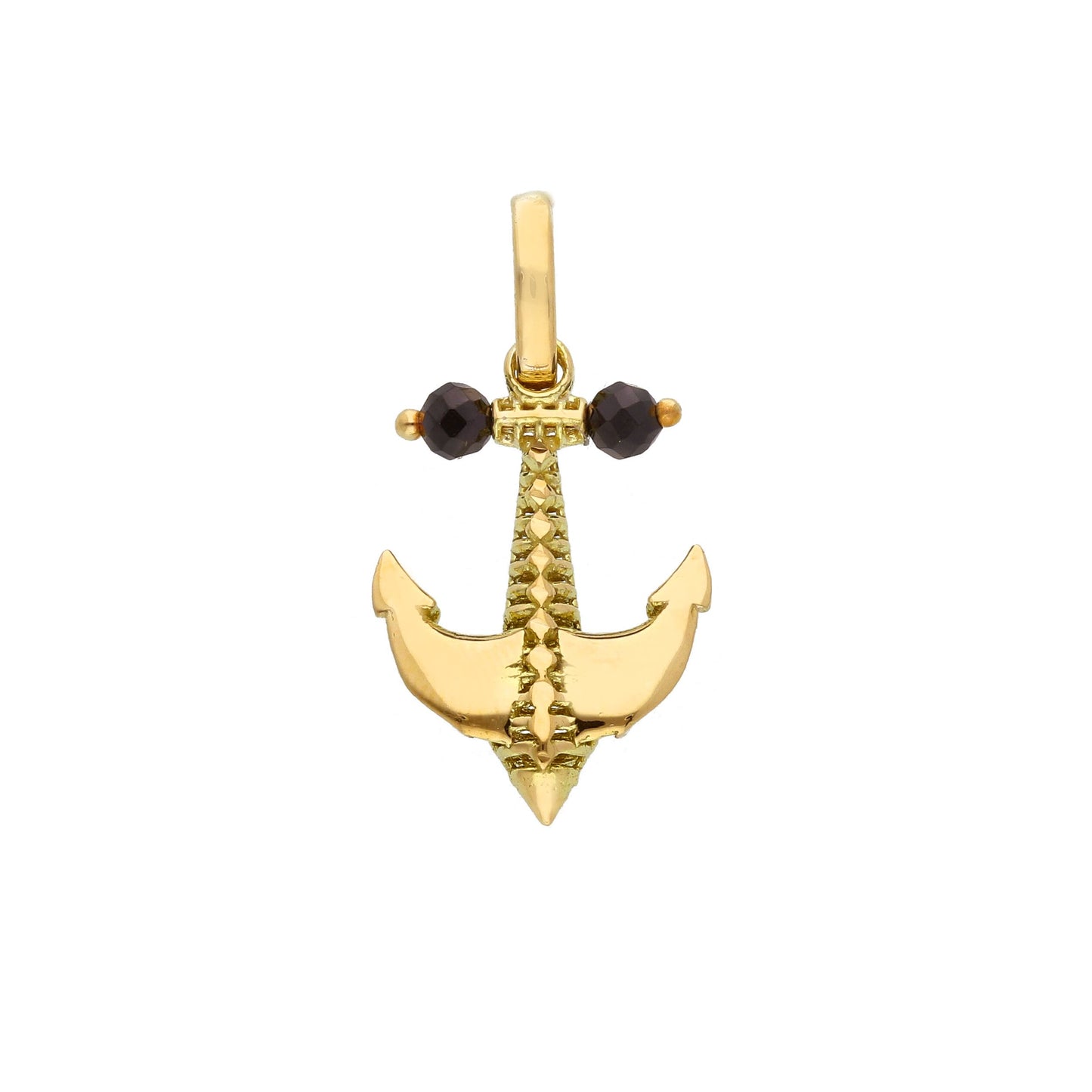 Ciondoli e pendenti Ciondolo in Oro 18k a forma di Ancora con Spinelli neri - Gioielli Pavan