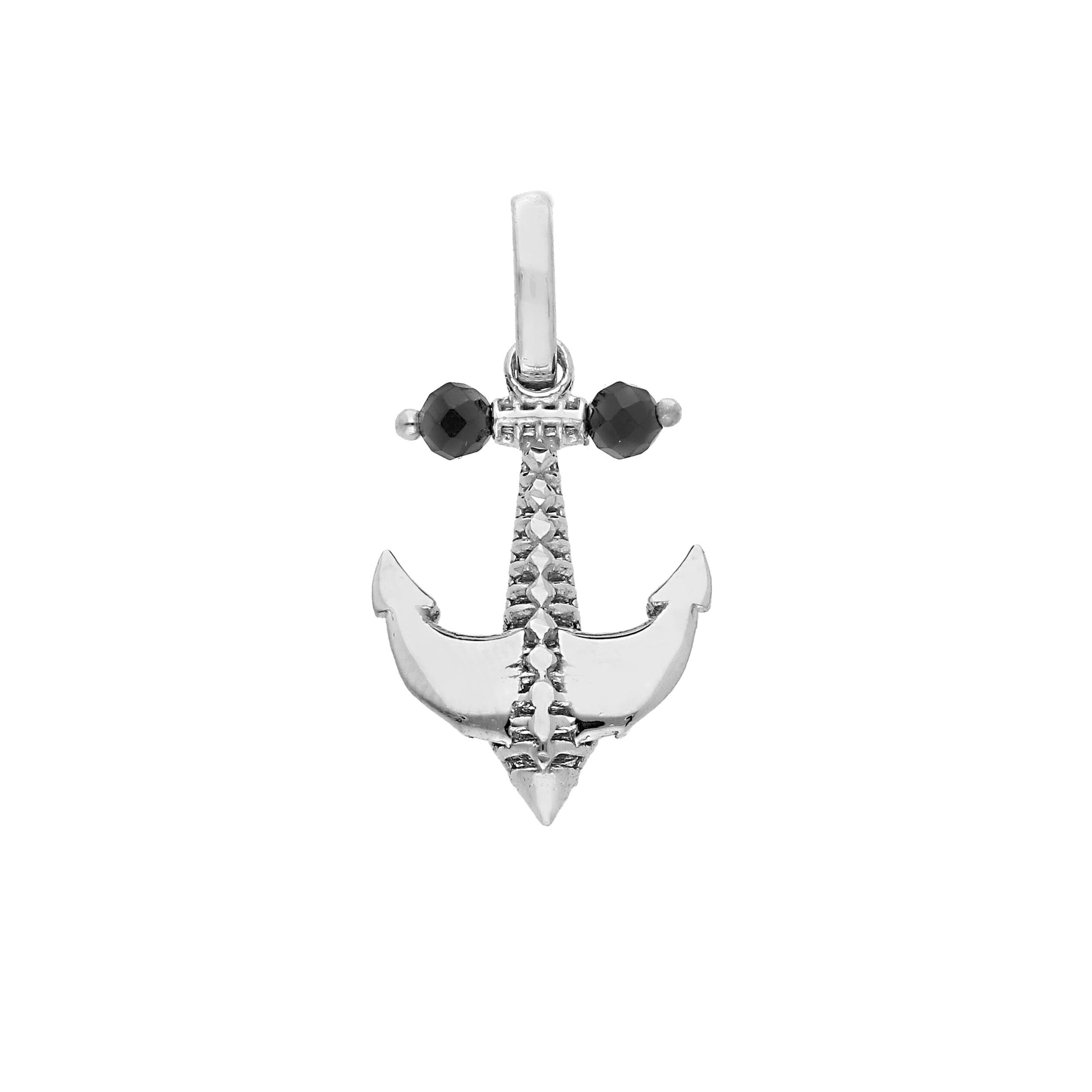 Ciondoli e pendenti Ciondolo in Oro 18k a forma di Ancora con Spinelli neri - Gioielli Pavan