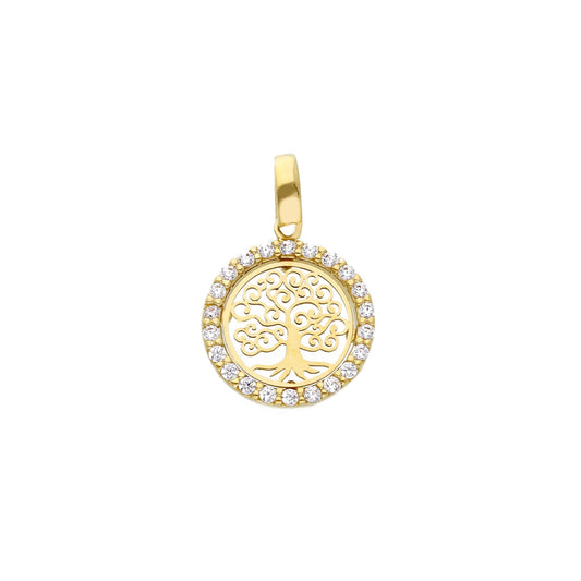 Ciondoli e pendenti Ciondolo Albero della Vita in Oro 18k Giallo o Bianco con Zirconi a pavè - Gioielli Pavan