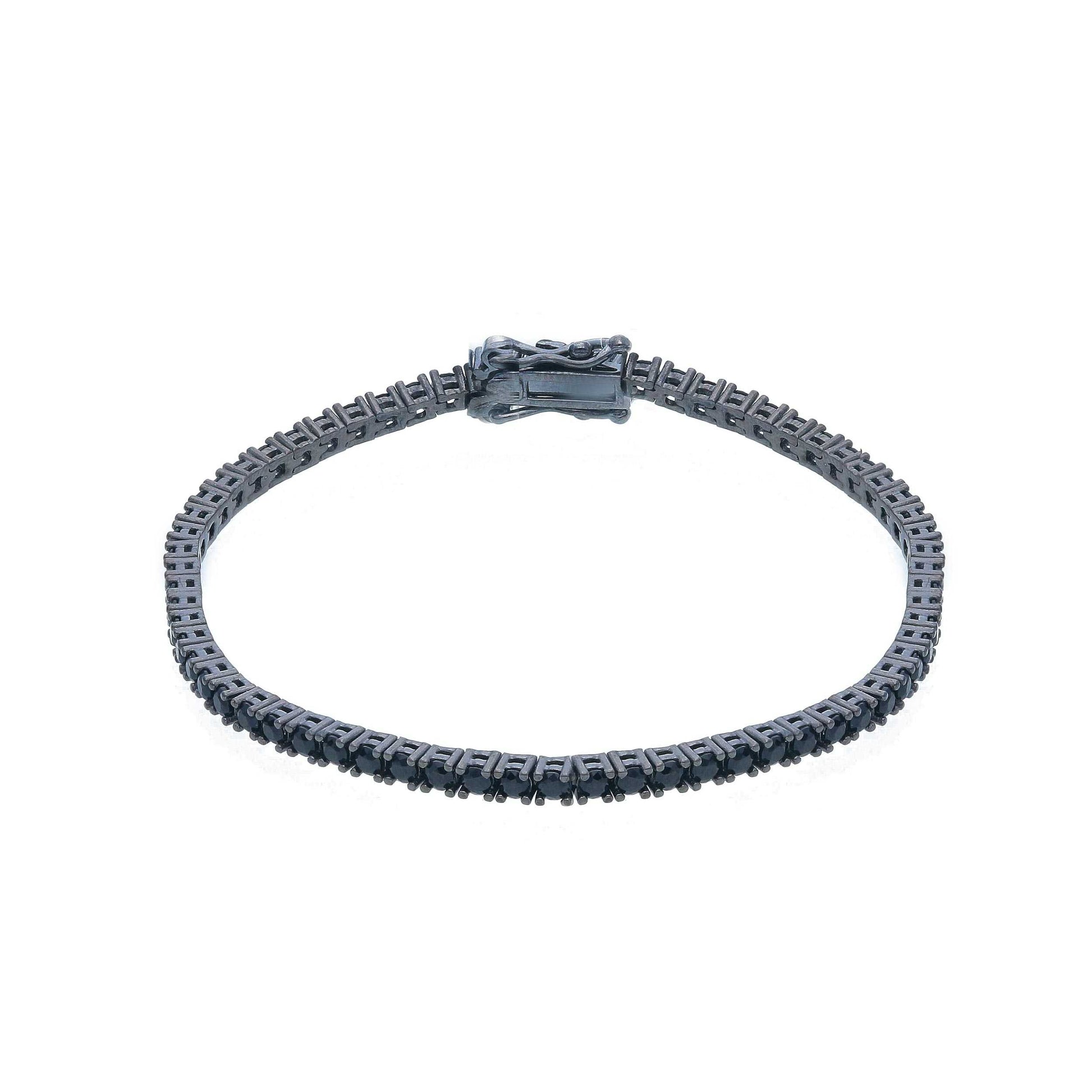 Bracciale Bracciale tennis in argento brunito con zirconi neri lunghezza fissa - articolo con varianti - Gioielli Pavan