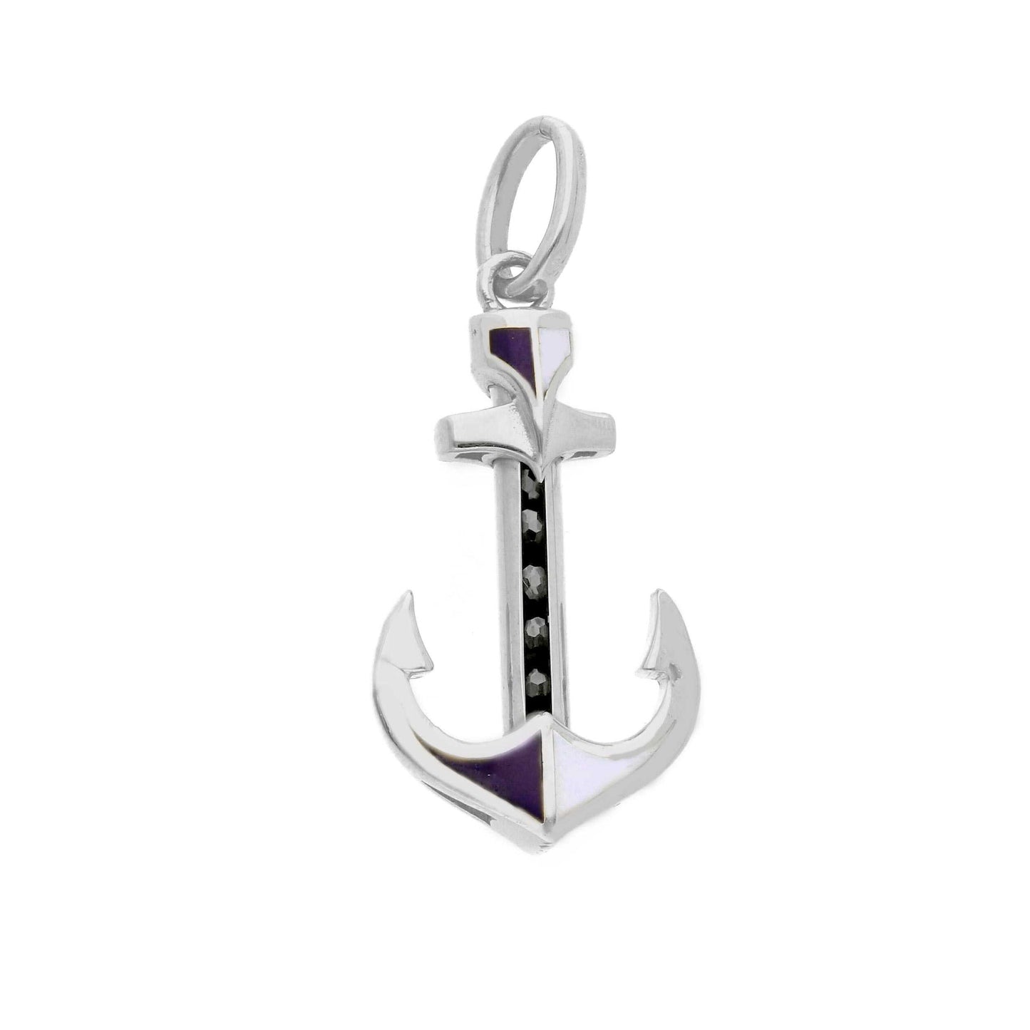 Ciondoli e pendenti Ciondolo Ancora in Oro 18k con Smalti Blu e Spinelli Neri - Gioielli Pavan