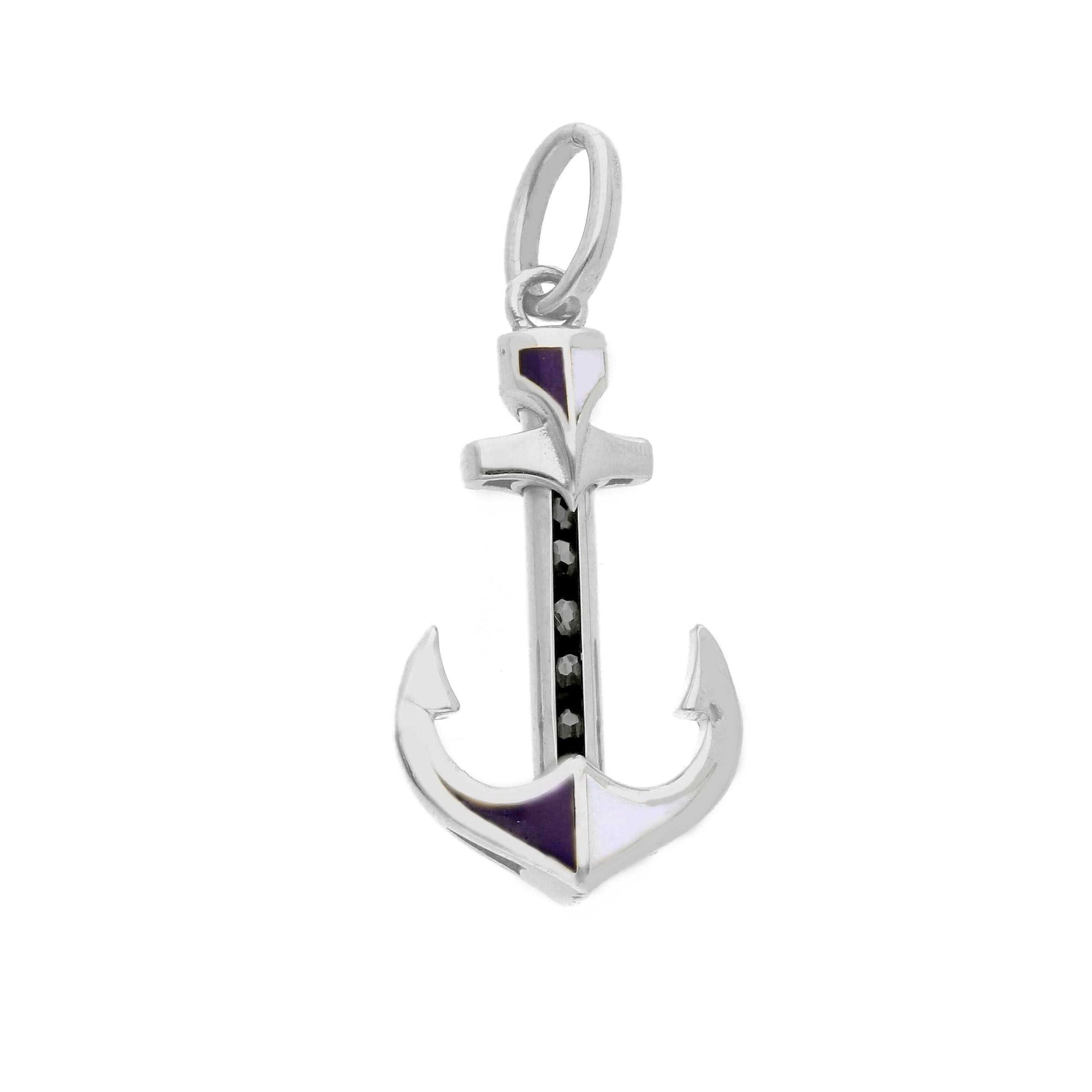 Ciondoli e pendenti Ciondolo Ancora in Oro 18k con Smalti Blu e Spinelli Neri - Gioielli Pavan