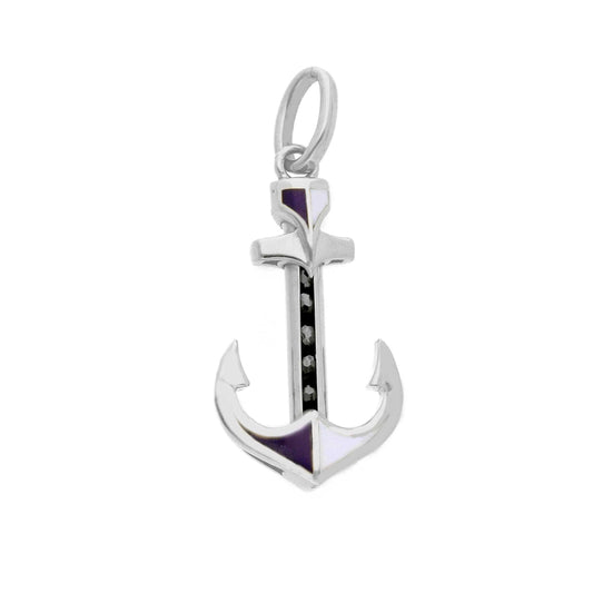 Ciondoli e pendenti Ciondolo Ancora in Oro 18k con Smalti Blu e Spinelli Neri - Gioielli Pavan