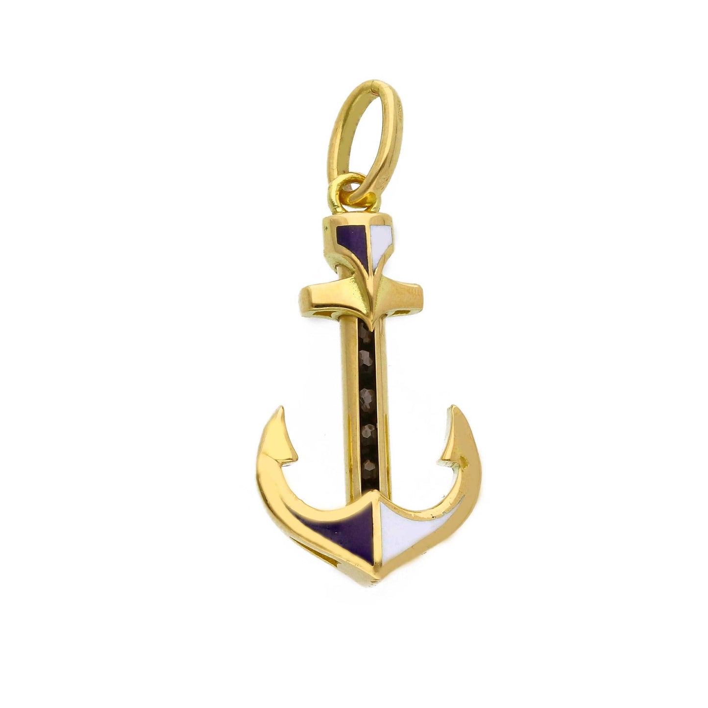 Ciondoli e pendenti Ciondolo Ancora in Oro 18k con Smalti Blu e Spinelli Neri - Gioielli Pavan
