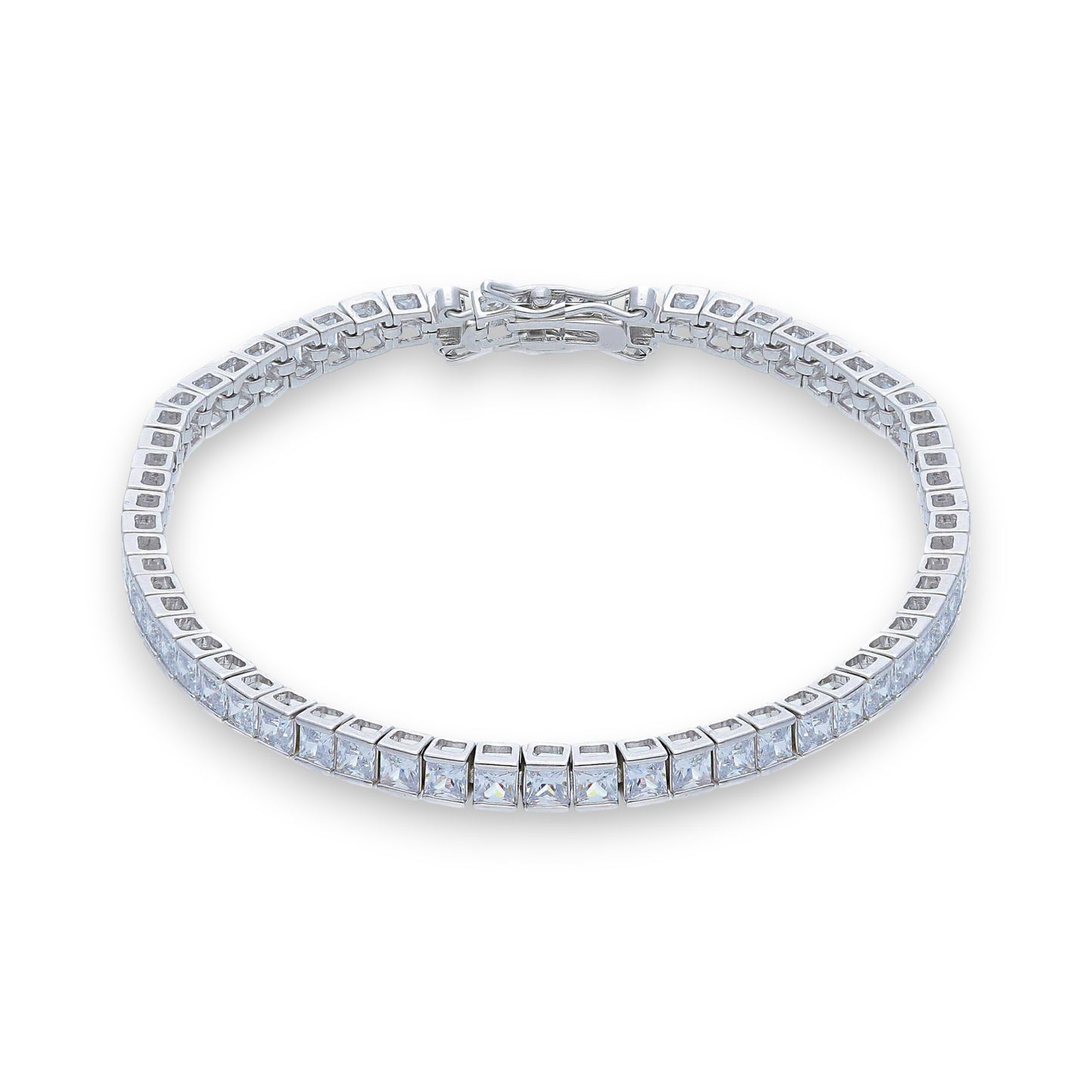 Bracciale Bracciale tennis in argento con zirconi quadrati incassati a battuta - lunghezza fissa - Gioielli Pavan