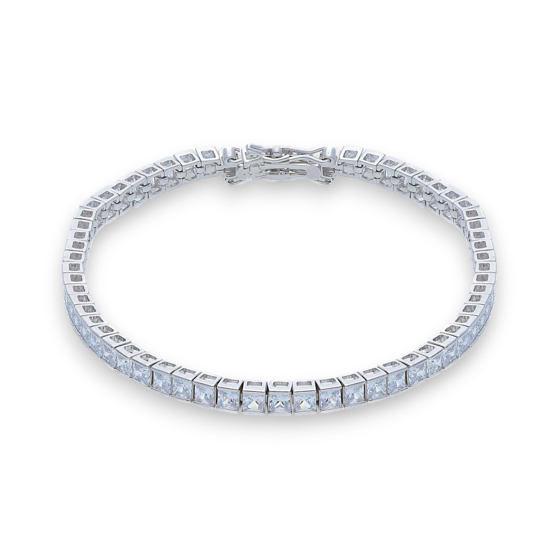 Bracciale Bracciale tennis in argento con zirconi quadrati incassati a battuta - lunghezza fissa - Gioielli Pavan
