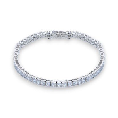 Bracciale Bracciale tennis in argento con zirconi quadrati incassati a battuta - lunghezza fissa - Gioielli Pavan