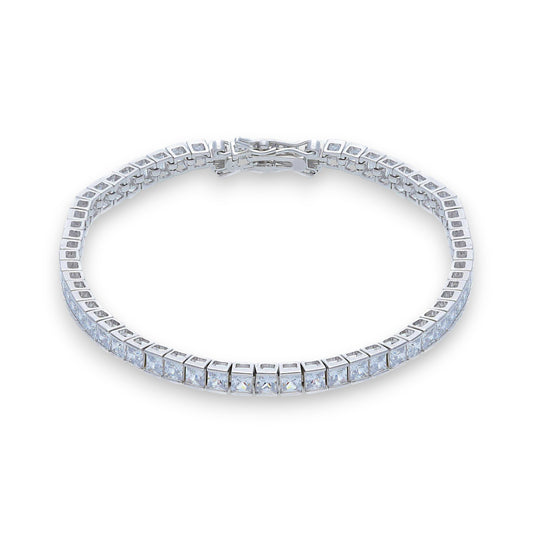 Bracciale Bracciale tennis in argento con zirconi quadrati incassati a battuta - lunghezza fissa - Gioielli Pavan