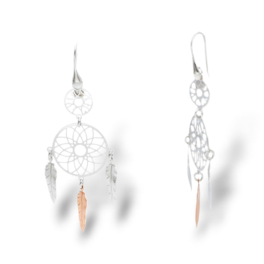 Orecchini Orecchini in argento acchiappasogni pendenti bi colore - Gioielli Pavan