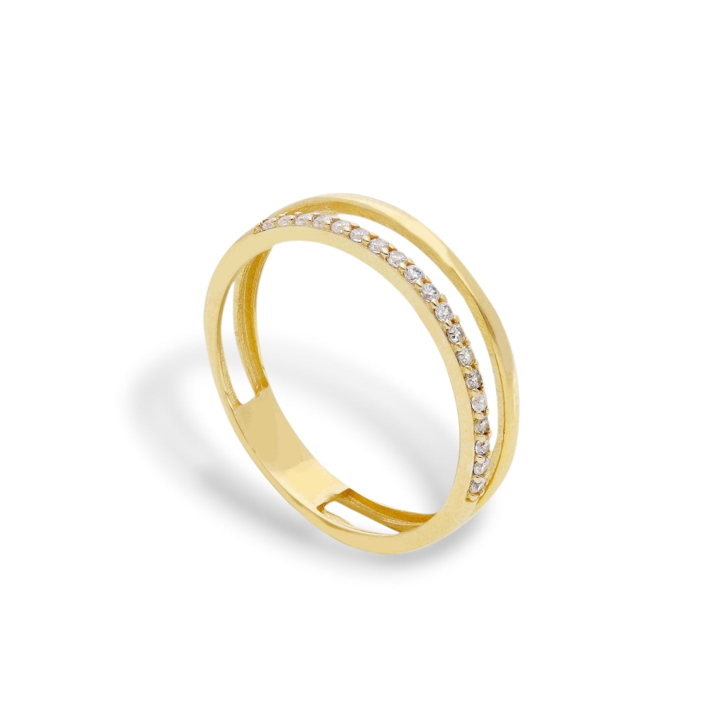 Anello Anello in oro fedina squadrata con trafori con zirconi a pavé - Gioielli Pavan