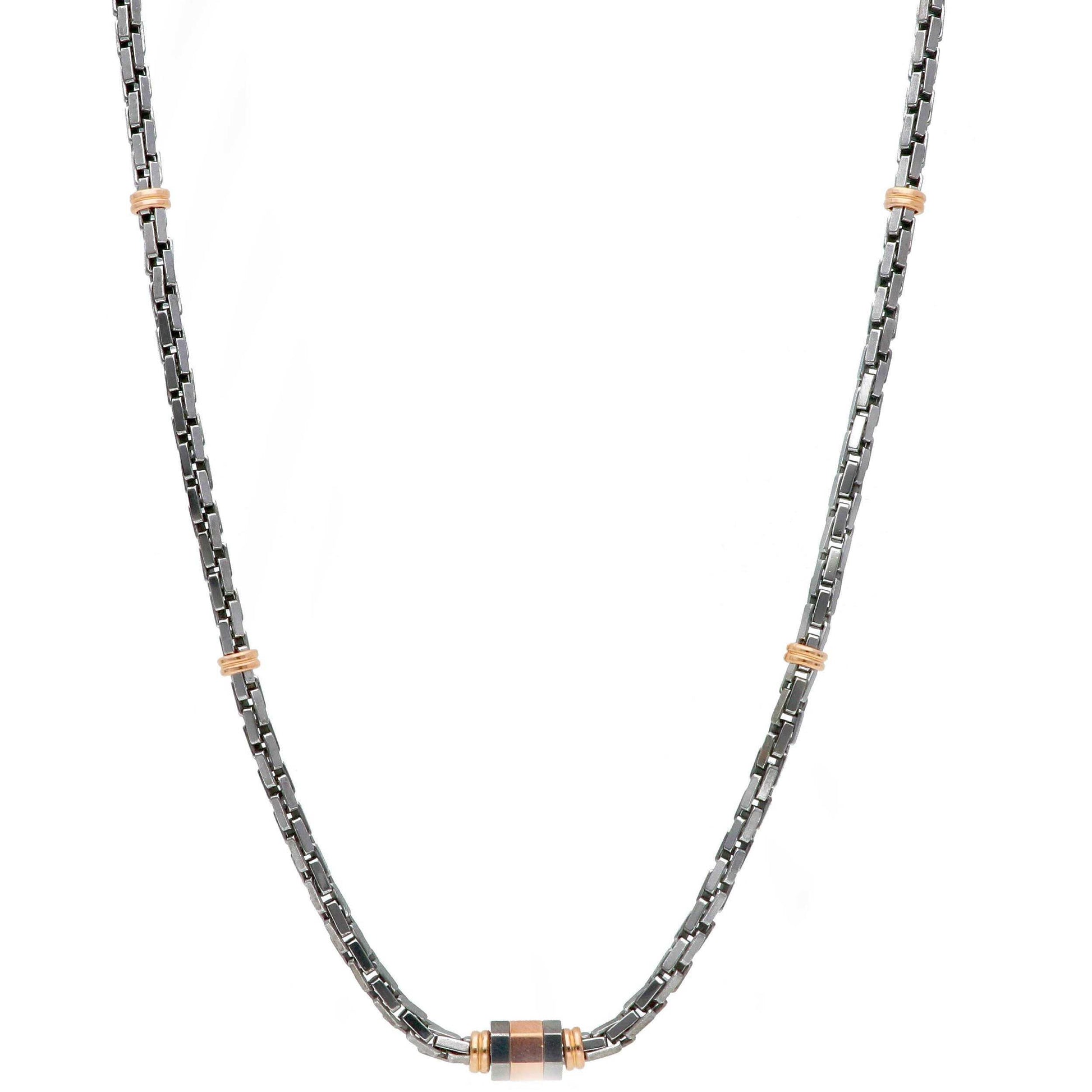 Collana Collana in Argento 925 Brunito e Dorato Rosa – Maglia Geometrica - Gioielli Pavan