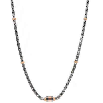 Collana Collana in Argento 925 Brunito e Dorato Rosa – Maglia Geometrica - Gioielli Pavan