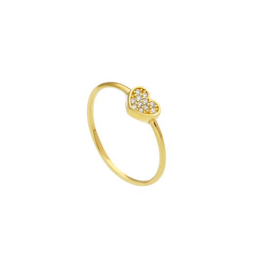 Anello Anello in oro con cuore centrale con zirconi a pavé - Gioielli Pavan