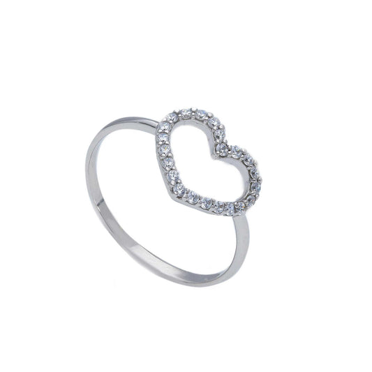 Anello Anello in oro con cuore traforato centrale con zirconi a pavé - Gioielli Pavan
