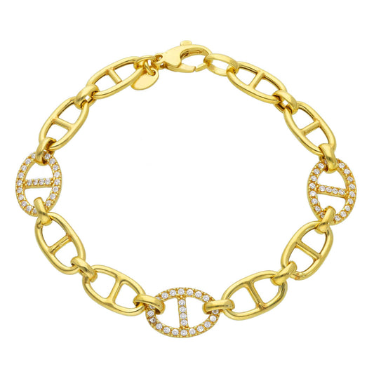 Bracciale Bracciale in argento dorato con zirconi a maglie geometrice - Gioielli Pavan