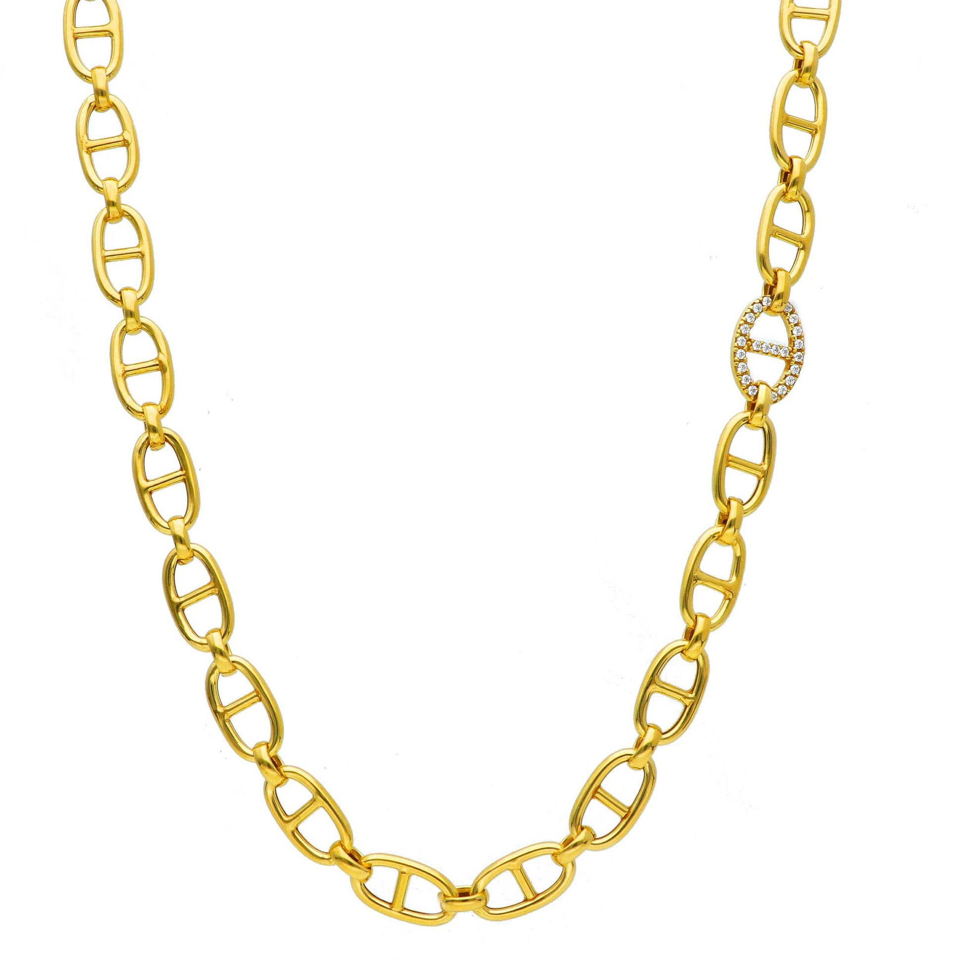 Girocollo Girocollo in argento maglie geometriche con zirconi - Gioielli Pavan