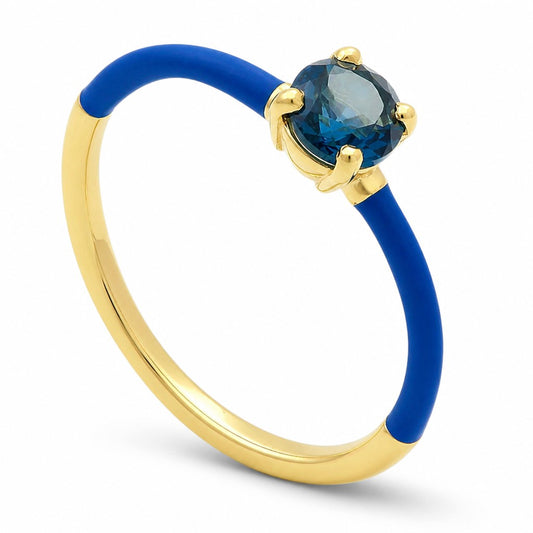 Anello Anello Oro 18kt Smalto Blu e Quarzo Blu - Gioielli Pavan