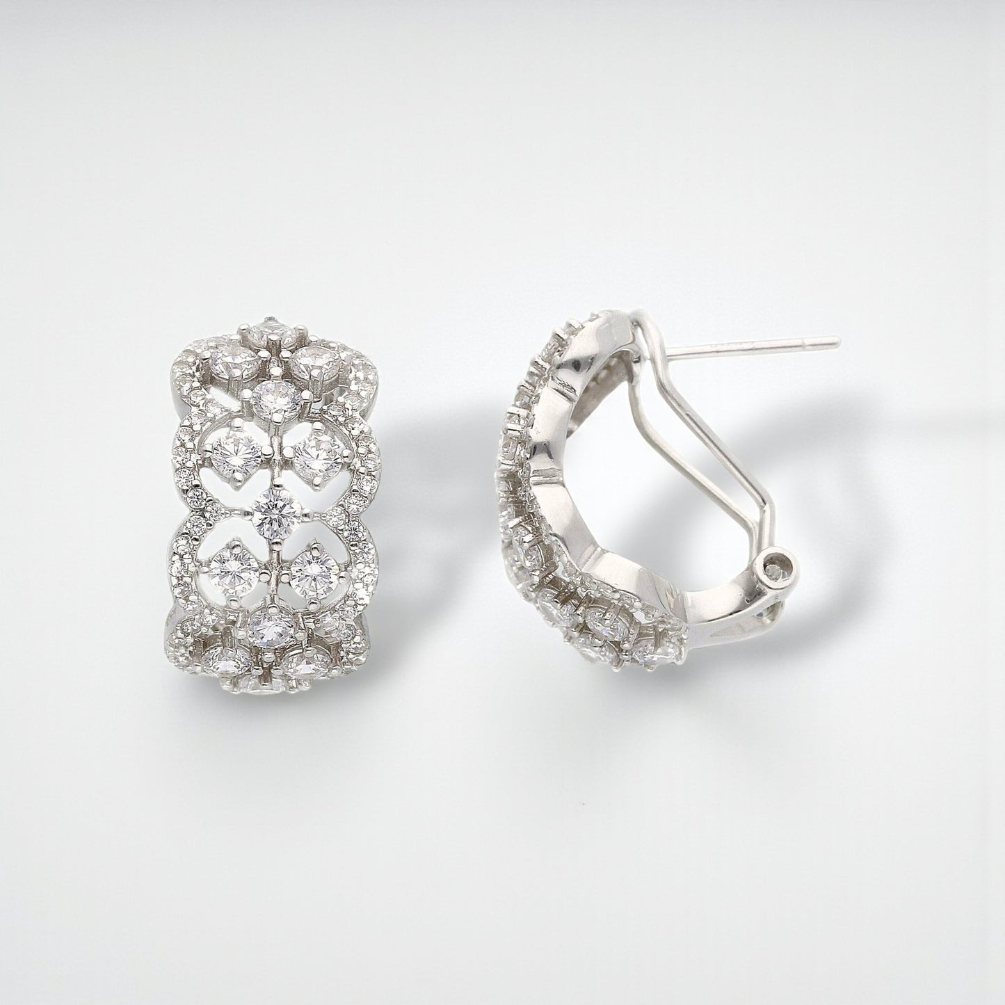 Orecchini Orecchini in argento semi pendenti stile fiorentino con zirconi - Articolo con varianti - Gioielli Pavan