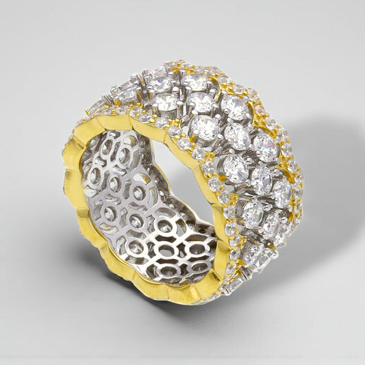 Anello Anello a fascia in argento con zirconi in stile fiorentino - Articolo con varianti - Gioielli Pavan