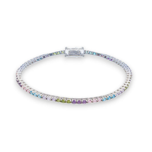 Bracciale Bracciale tennis in argento con zirconi multi colore tenue - Gioielli Pavan
