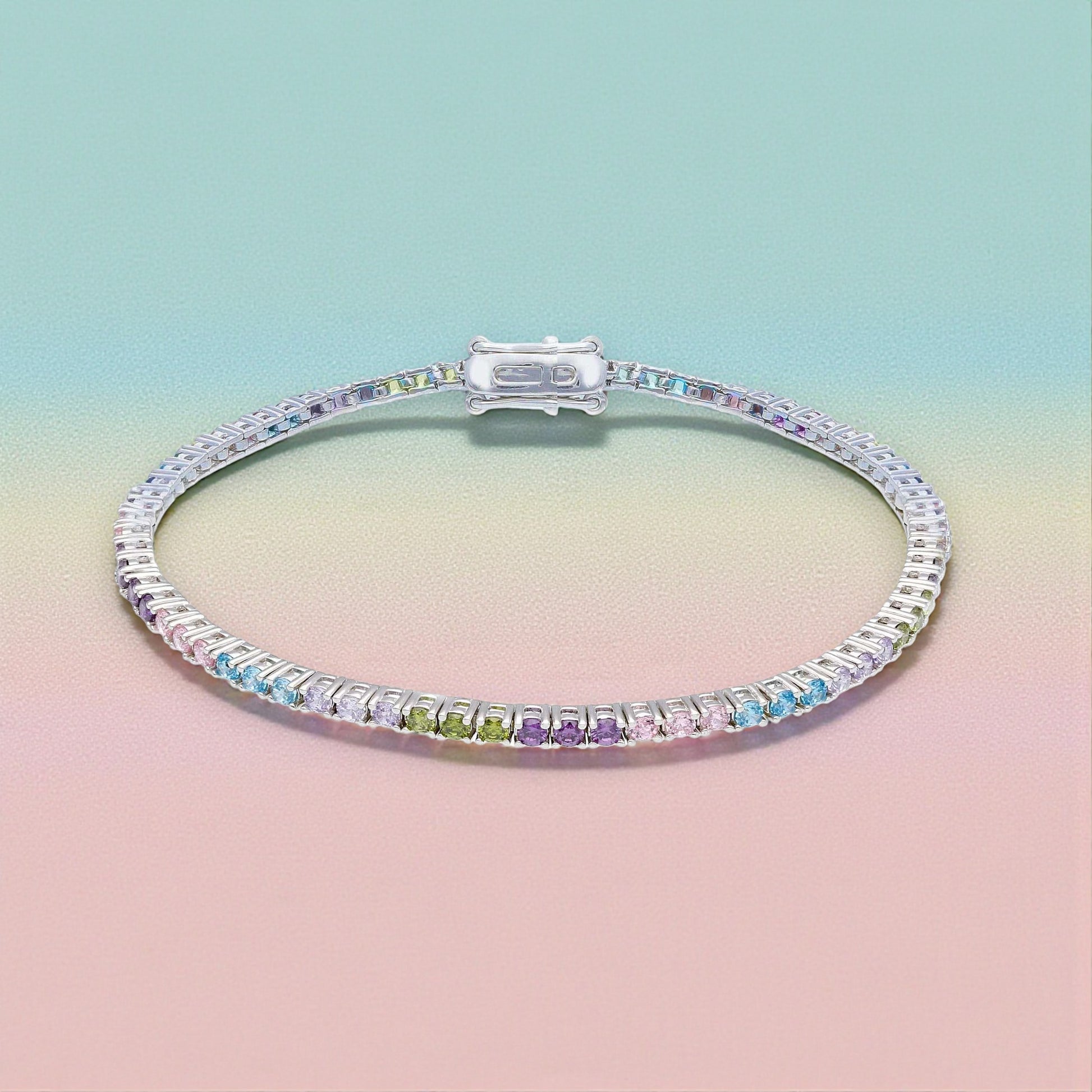 Bracciale Bracciale tennis in argento con zirconi multi colore tenue - Gioielli Pavan