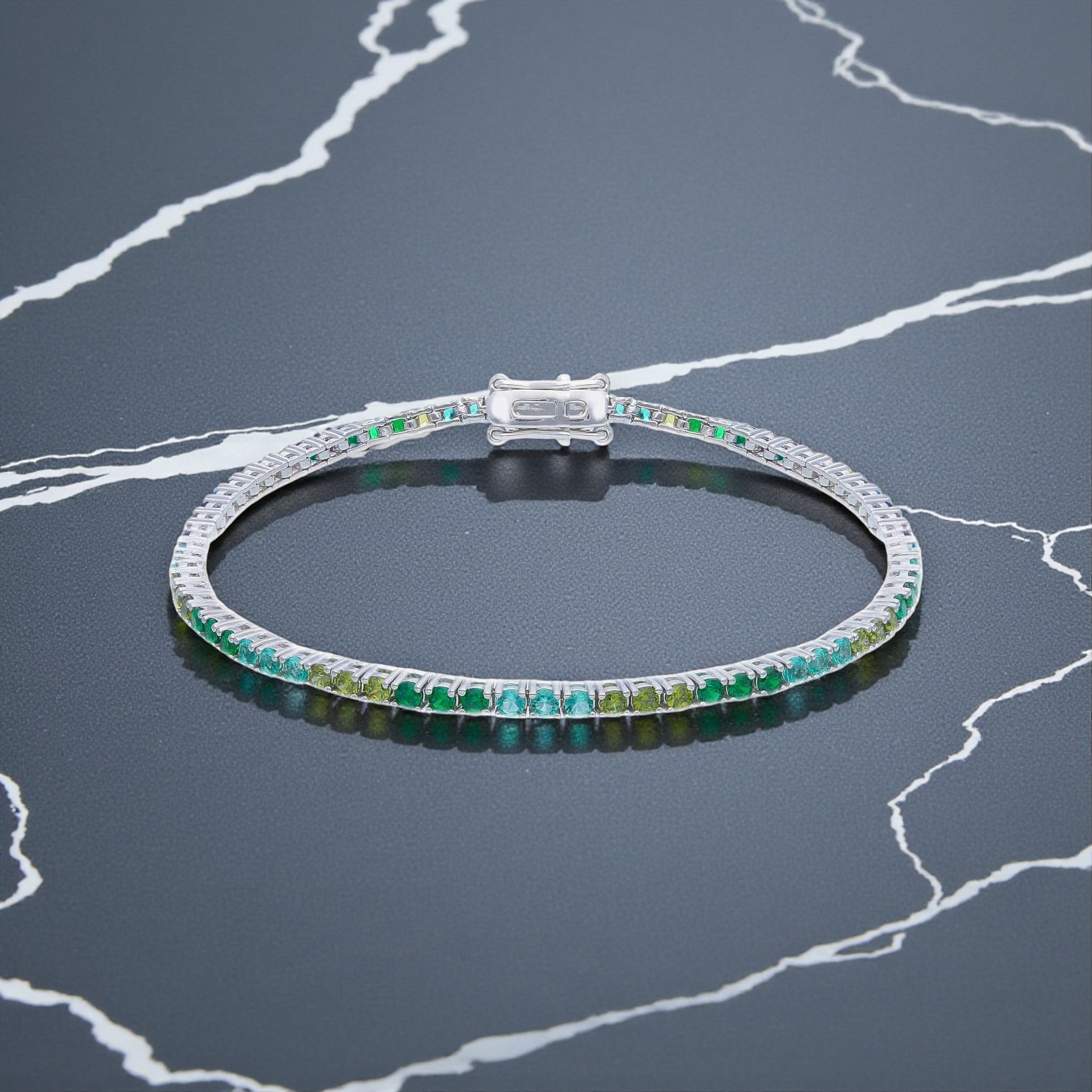 Bracciale Bracciale tennis in argento con zirconi verdi - Gioielli Pavan