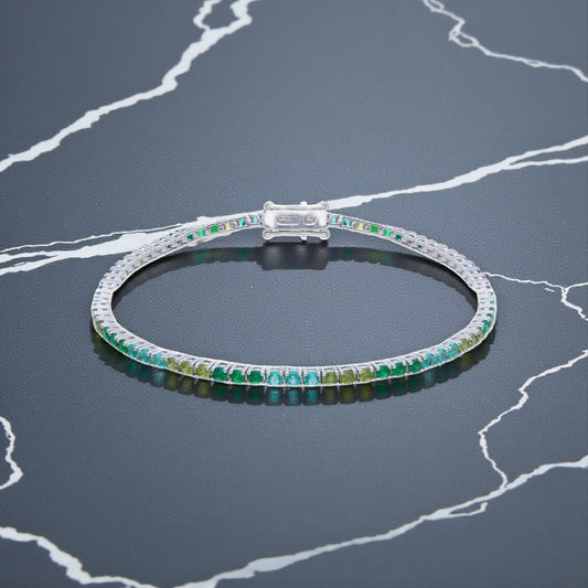 Bracciale Bracciale tennis in argento con zirconi verdi - Gioielli Pavan