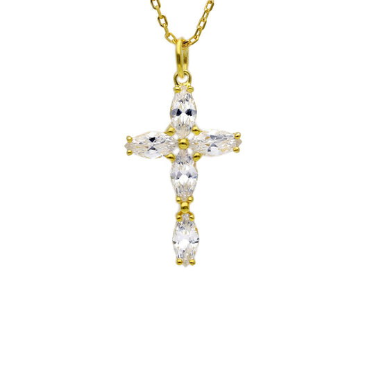 Girocollo Girocollo Argento dorato 925 con Croce e Zirconi - Gioielli Pavan