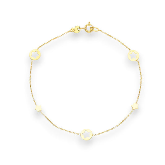 Bracciale in oro con stelle piatte e traforate