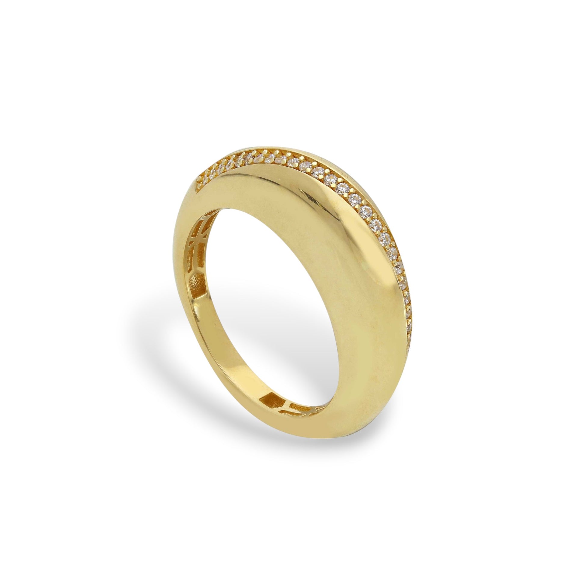 Anello Anello in oro fascia di design con zirconi a pavé - Gioielli Pavan