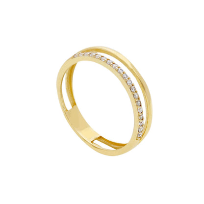 Anello Anello in oro fedina squadrata con trafori con zirconi a pavé - Gioielli Pavan