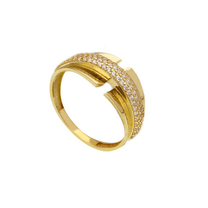Anello Anello in oro fascia geometrica con zirconi a pavé - Gioielli Pavan