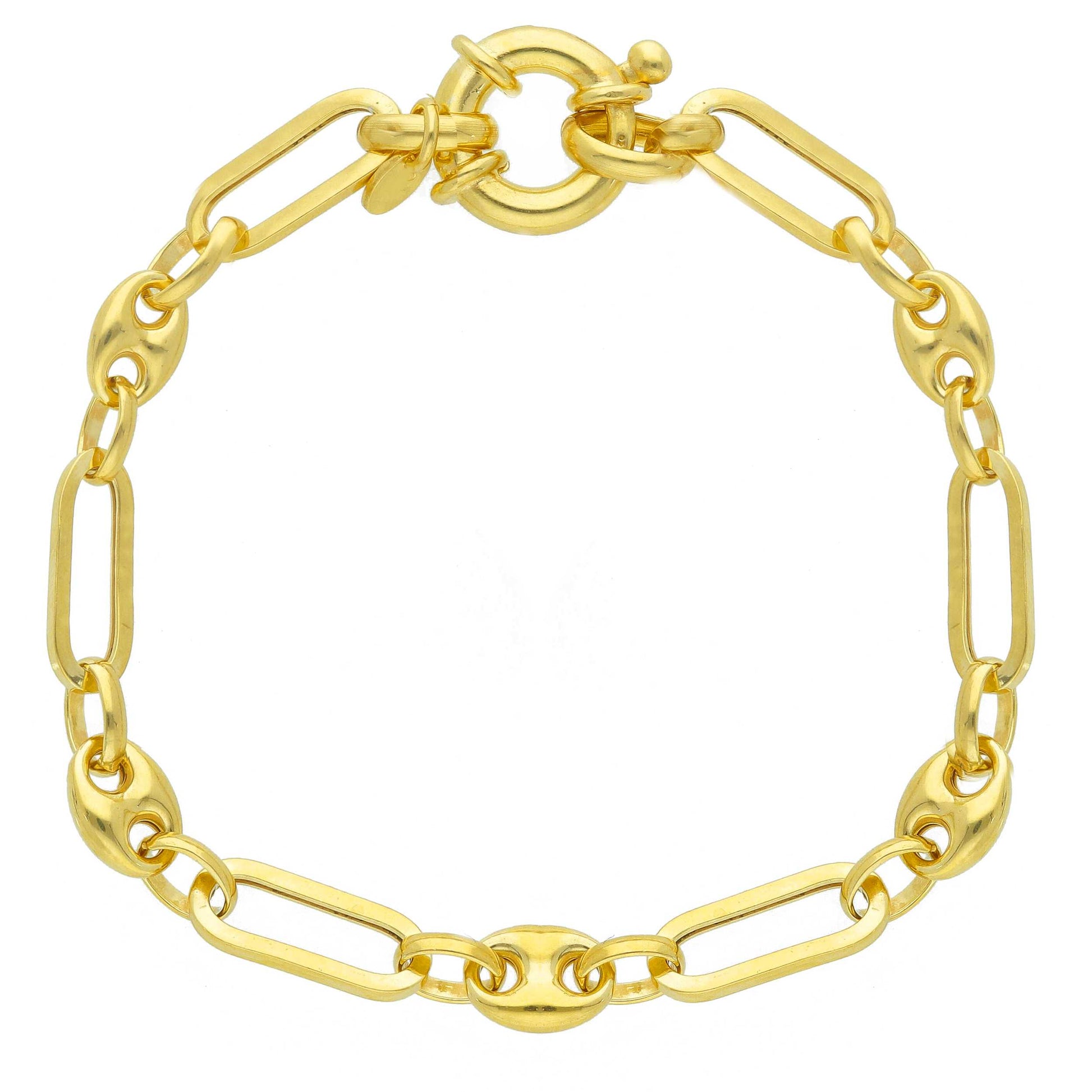 Bracciale Bracciale in argento dorato giallo a maglia marina e rettangolare - Gioielli Pavan