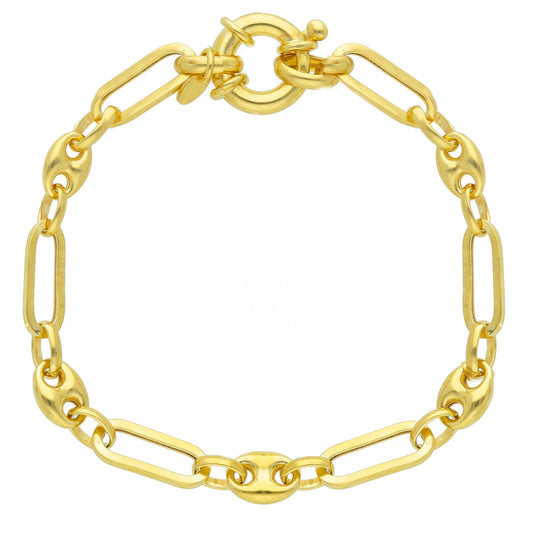Bracciale Bracciale in argento dorato giallo a maglia marina e rettangolare - Gioielli Pavan