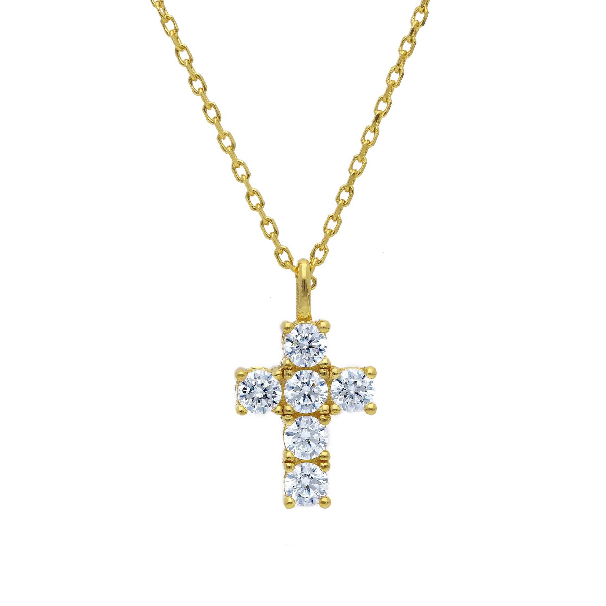 Collana Girocollo Argento dorato 925 con Croce e Zirconi a pavé - Gioielli Pavan