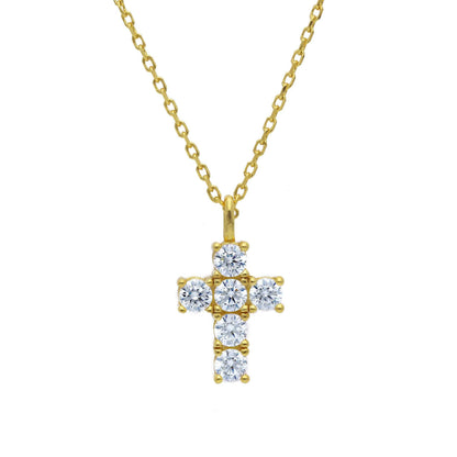 Collana Girocollo Argento dorato 925 con Croce e Zirconi a pavé - Gioielli Pavan
