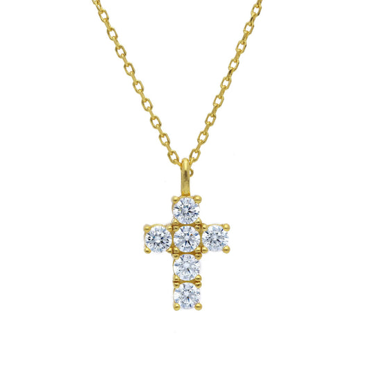 Collana Girocollo Argento dorato 925 con Croce e Zirconi a pavé - Gioielli Pavan
