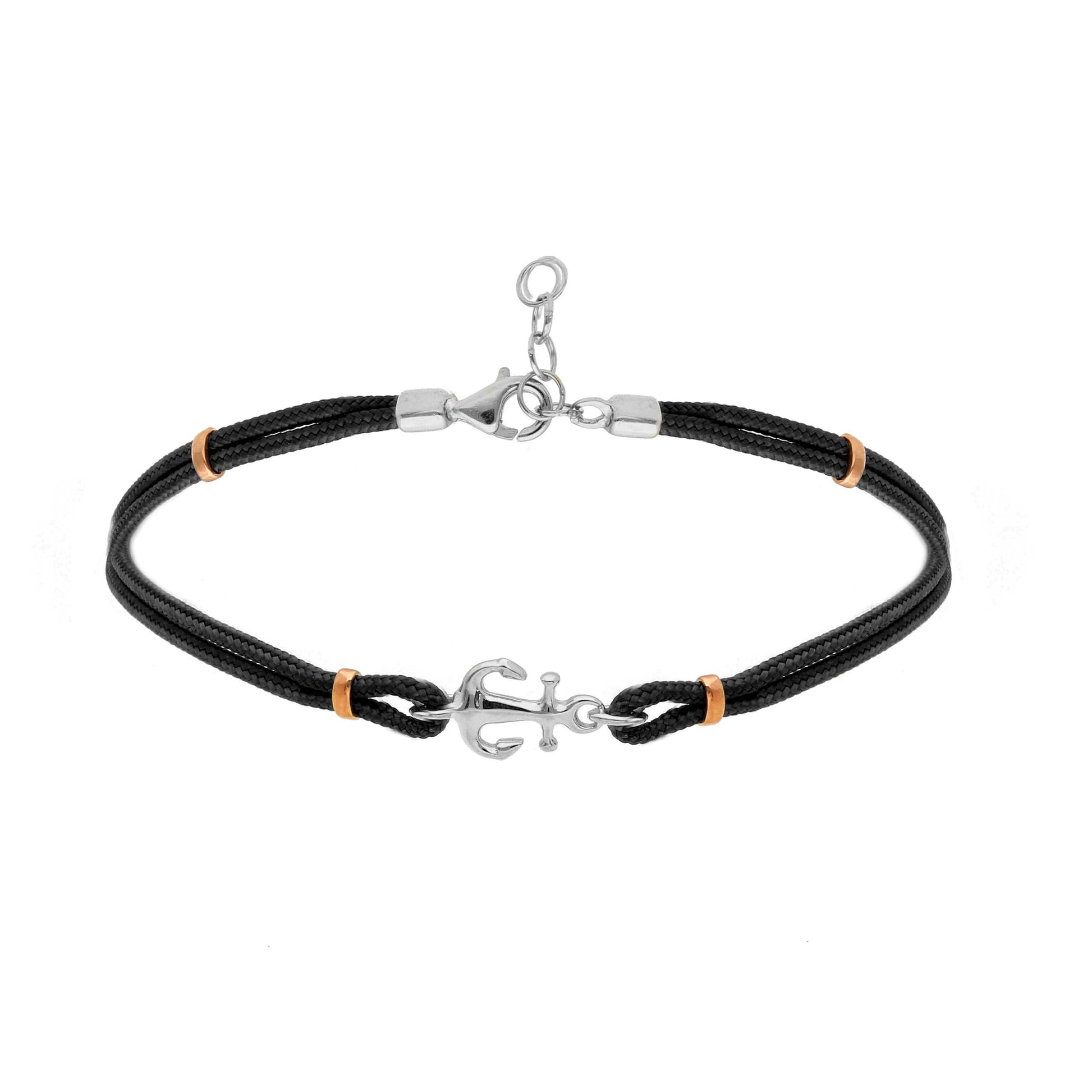 Bracciali Bracciale Ancora Oro 18kt con Corda Nautica - Gioielli Pavan