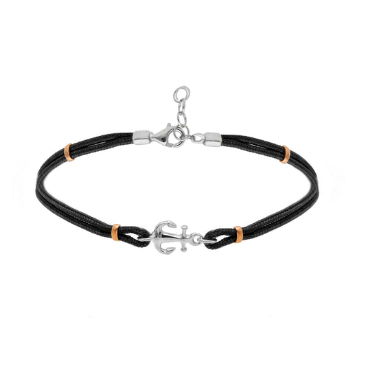 Bracciali Bracciale Ancora Oro 18kt con Corda Nautica - Gioielli Pavan