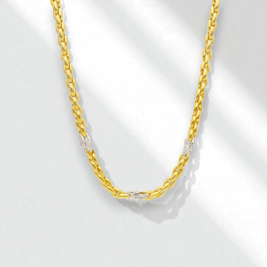 Girocollo Girocollo in argento maglia tubolare elementi ovali con zirconi - Articolo con varianti - Gioielli Pavan