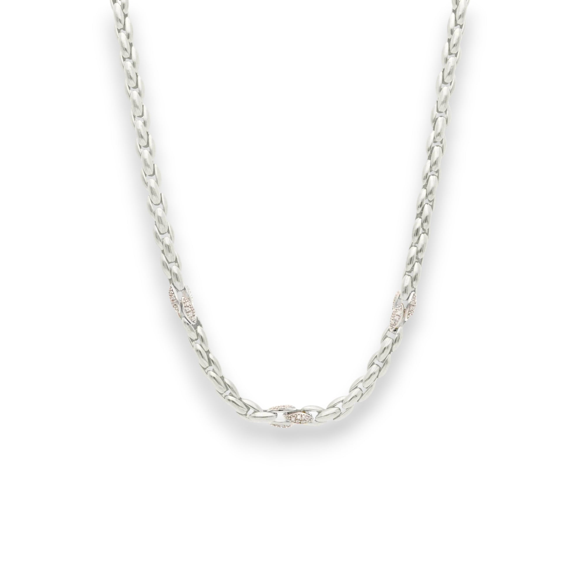 Girocollo Girocollo in argento maglia tubolare elementi ovali con zirconi - Articolo con varianti - Gioielli Pavan