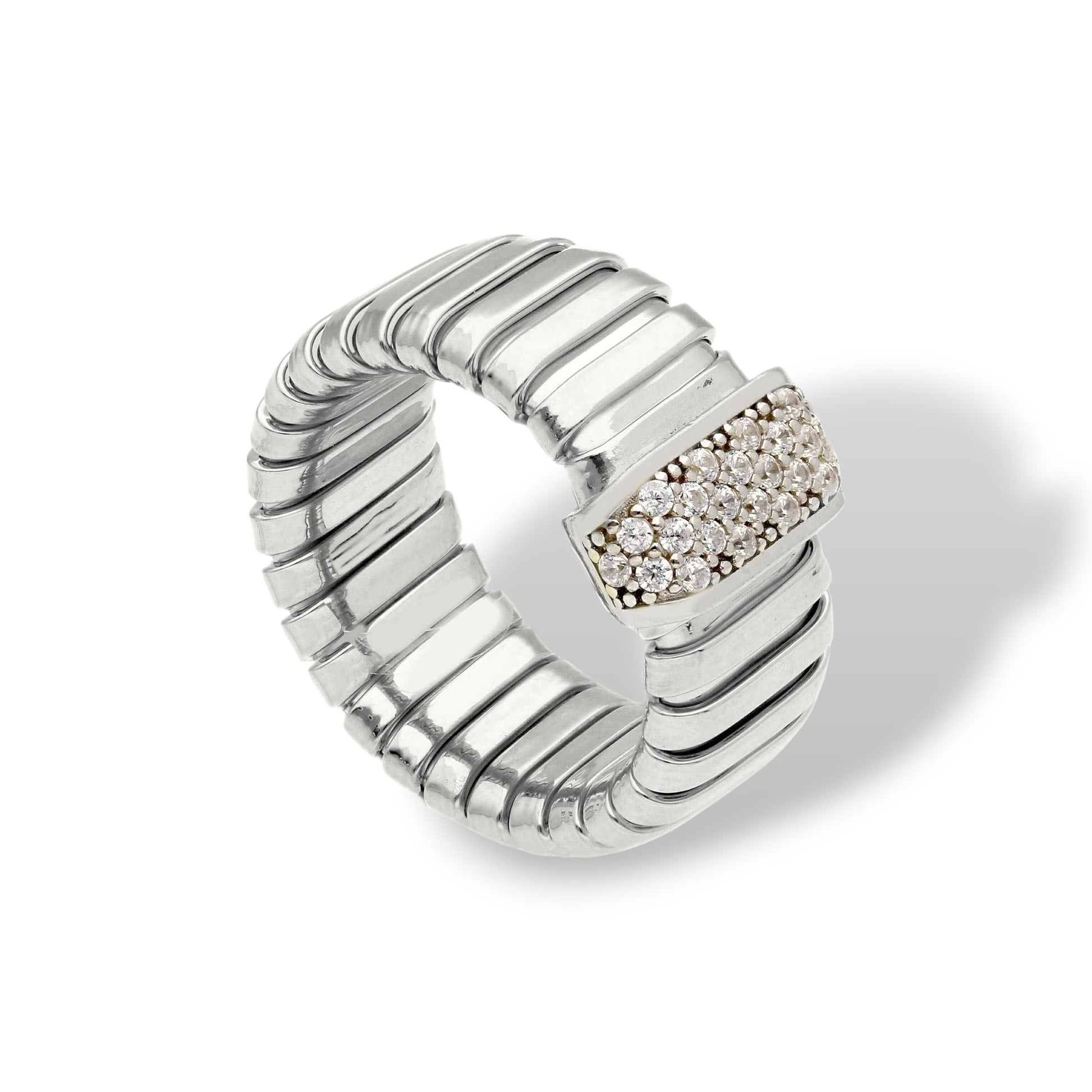 Anelli Anello fascia maglia tubo gas con zirconi - Articolo con varianti - Gioielli Pavan