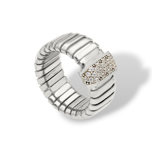 Anelli Anello fascia maglia tubo gas con zirconi - Articolo con varianti - Gioielli Pavan