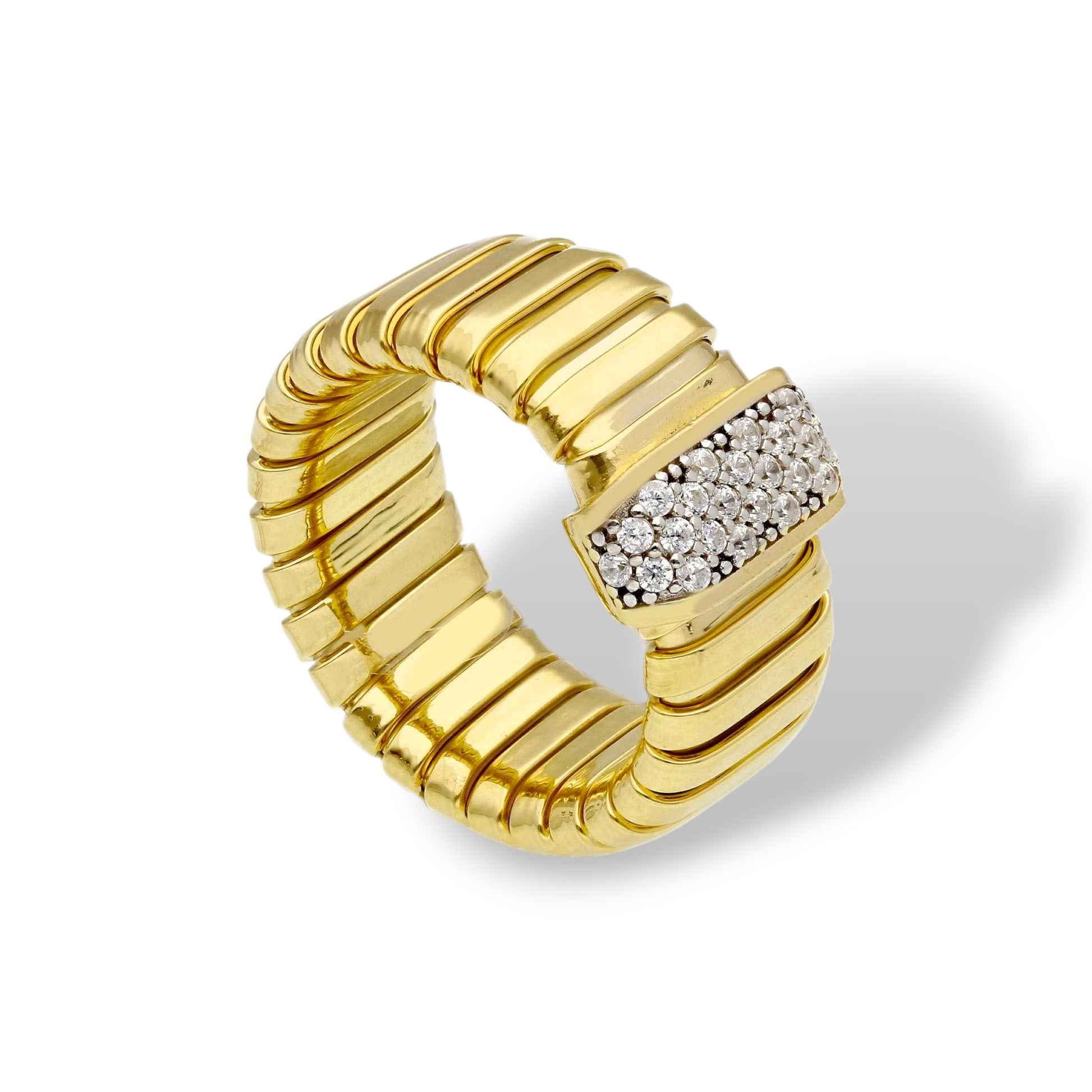 Anelli Anello fascia maglia tubo gas con zirconi - Articolo con varianti - Gioielli Pavan
