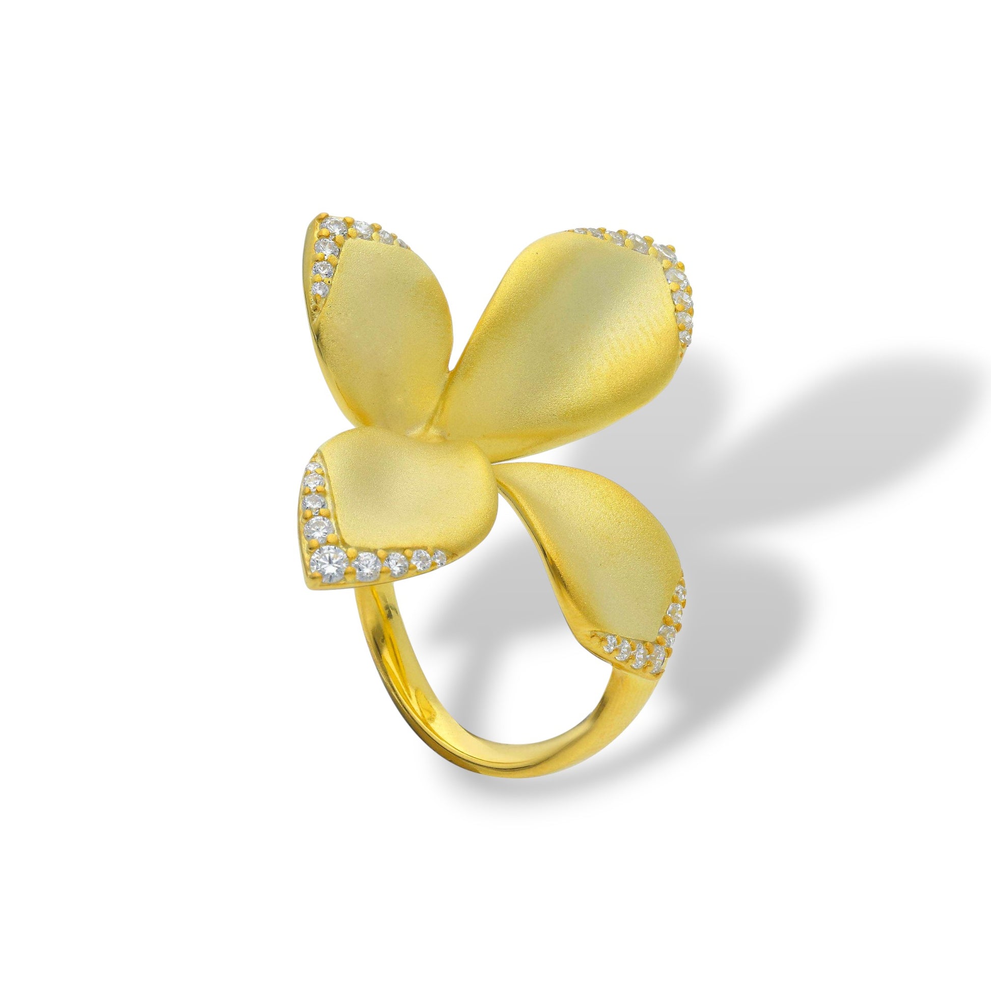 Anelli Anello in argento dorato a forma di fiore con zirconi - Gioielli Pavan