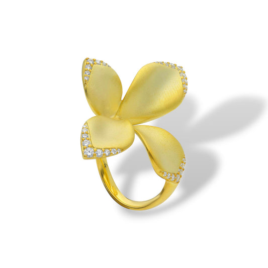 Anelli Anello in argento dorato a forma di fiore con zirconi - Gioielli Pavan