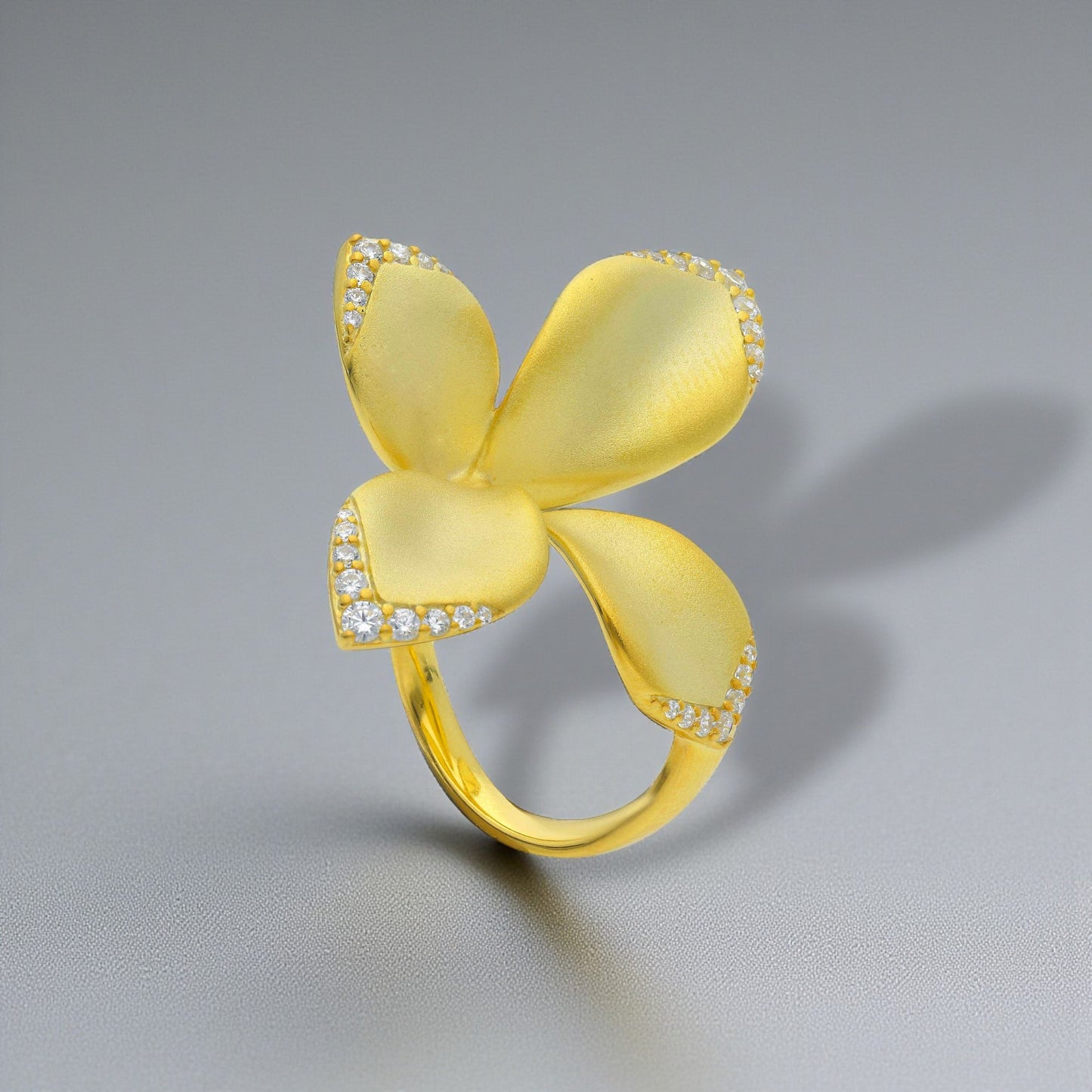 Anelli Anello in argento dorato a forma di fiore con zirconi - Gioielli Pavan