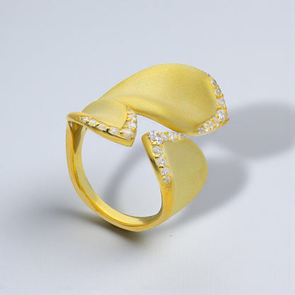 Anelli Anello in argento dorato a forma di fiore con zirconi - Gioielli Pavan