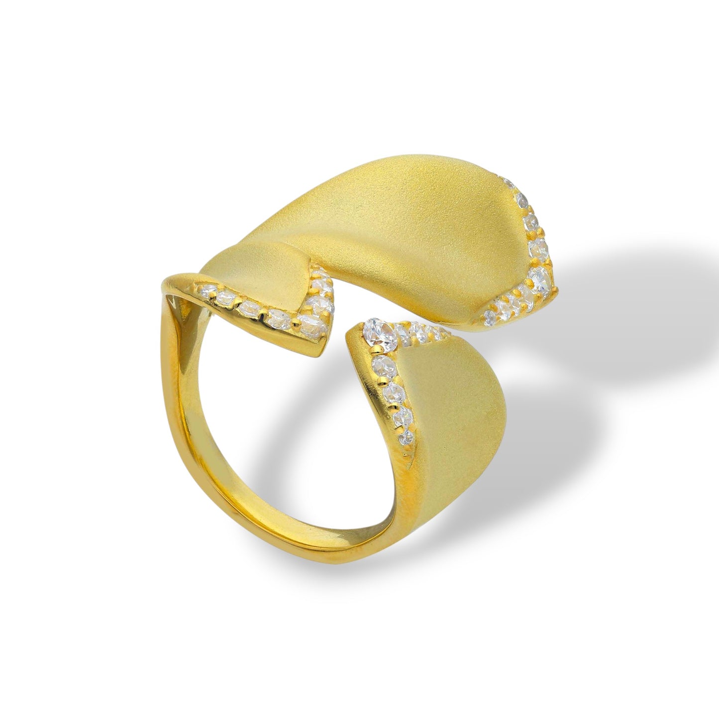 Anelli Anello in argento dorato a forma di fiore con zirconi - Gioielli Pavan