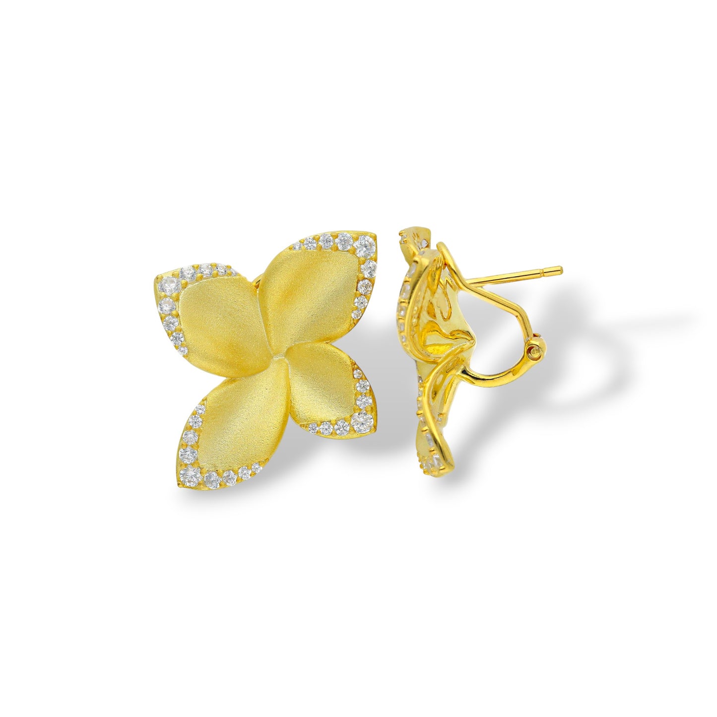 Orecchini Orecchini in argento dorato a forma di fiore con zirconi - Gioielli Pavan